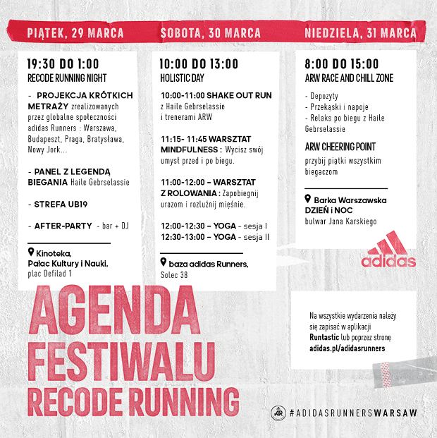 Agenda festiwalu Recorde Running adidas Runners Warsaw